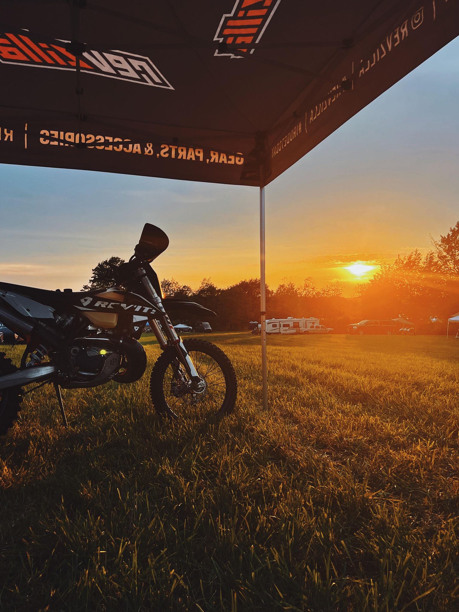 a motorcycle watching the sunset